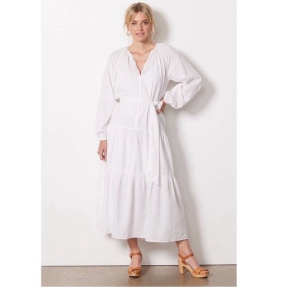 Evereve Josephina white cotton Dress Roan + Ryan NWT Easter Spring maxi Dress M